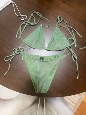 triangl swimwear Light Green Shimmer Triangle Bikini